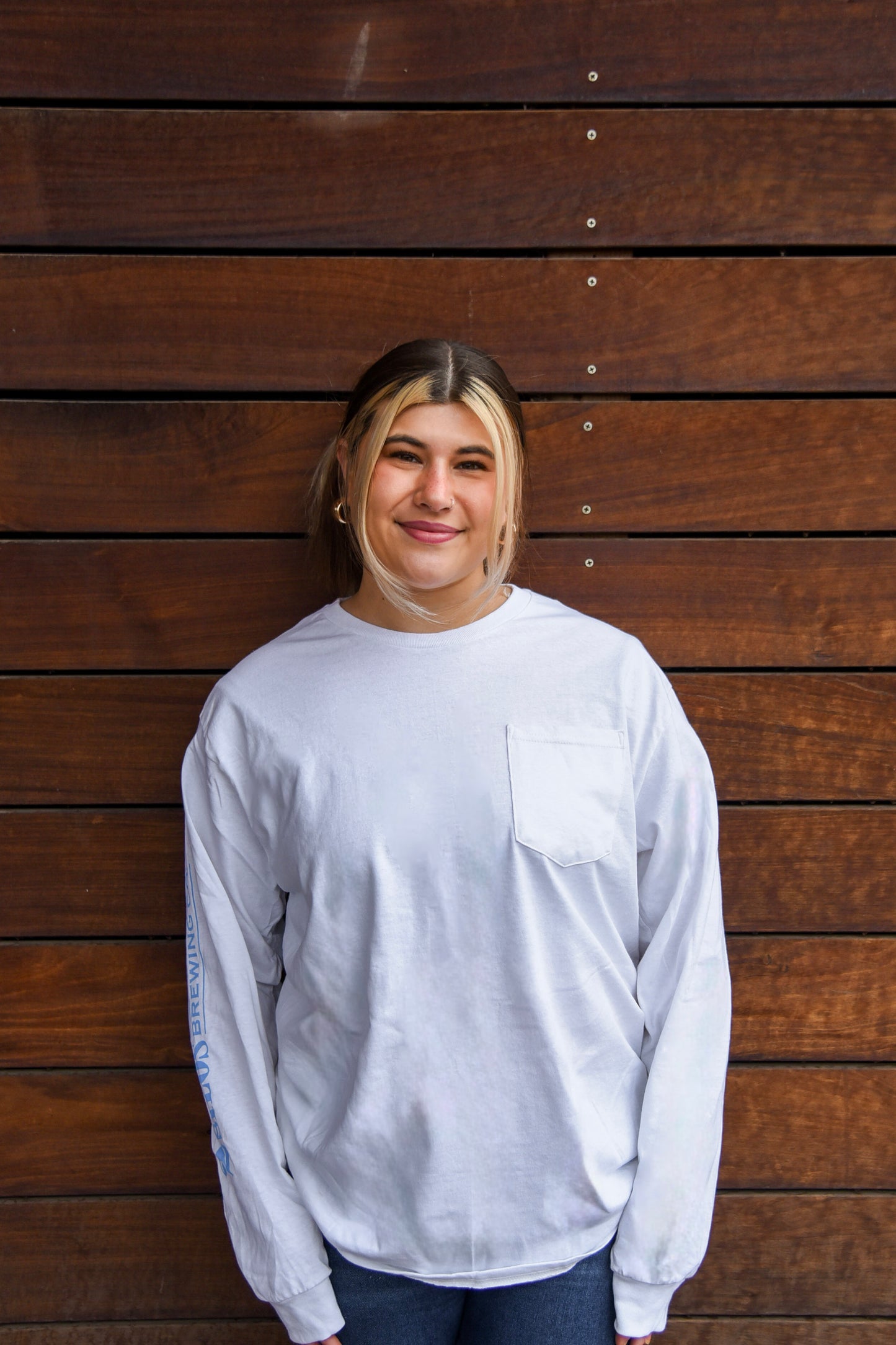 Long Sleeve Pocket Tee - White