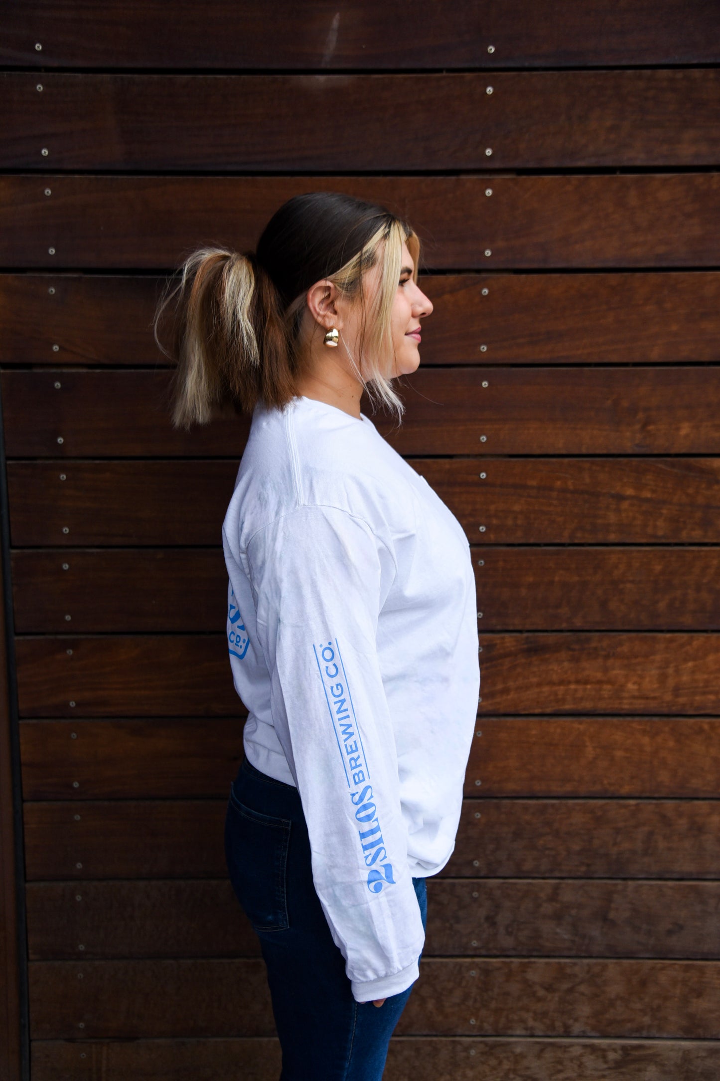 Long Sleeve Pocket Tee - White