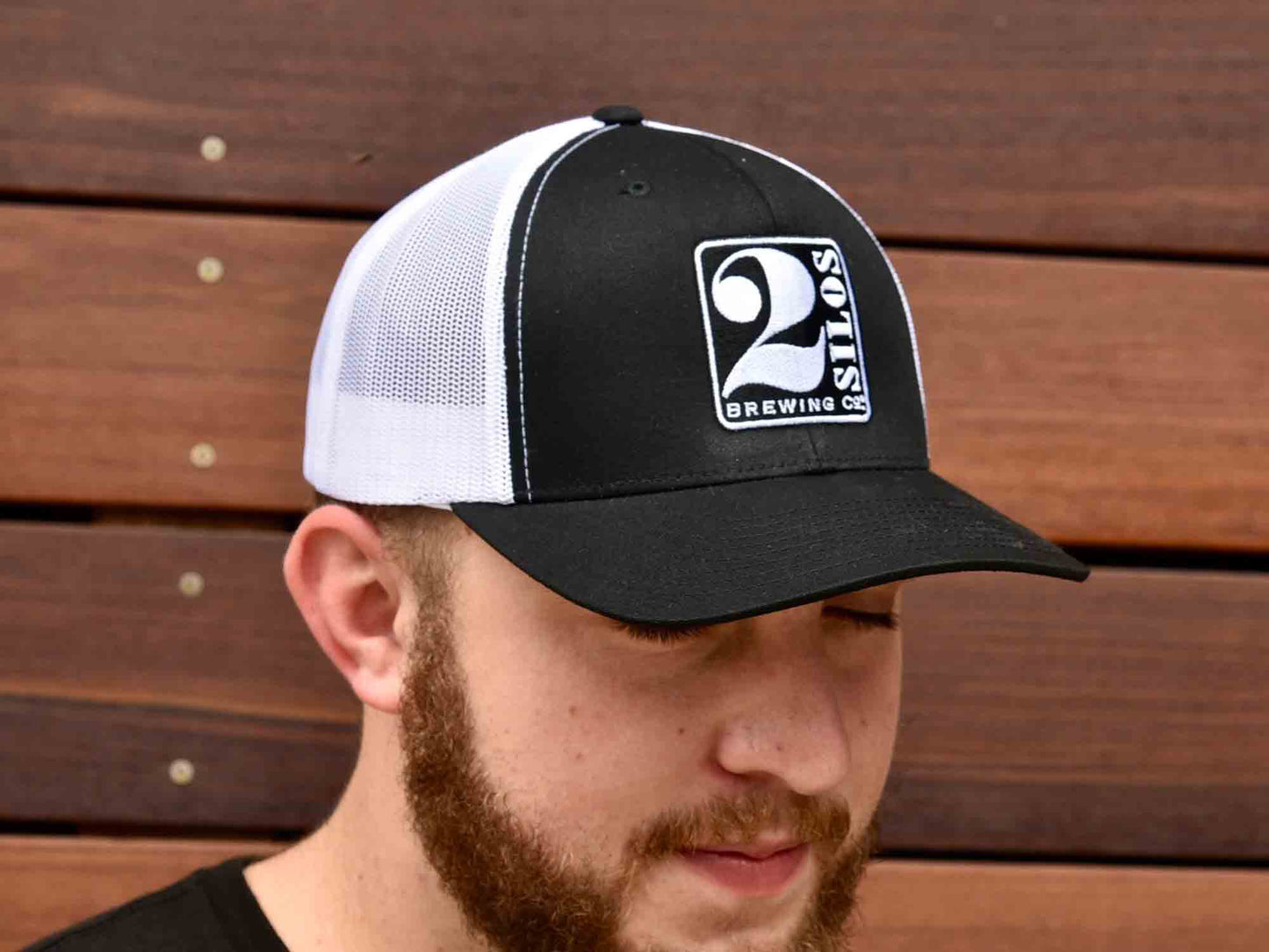 Hat - 2 Silos Black & White Trucker