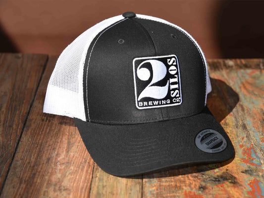 Hat - 2 Silos Black & White Trucker